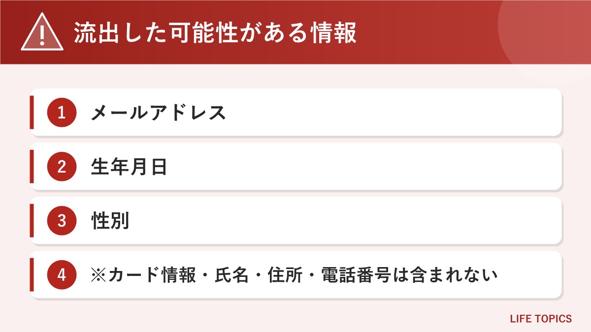 MUJIアプリで流出した可能性がある情報をまとめた図